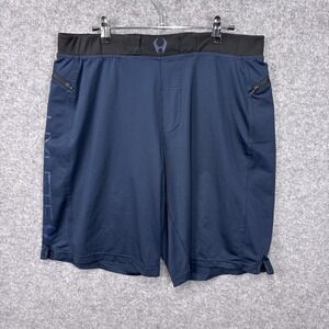 Hylete Athletic Training Shorts XL Regular Navy Blue Spandex Zipper Pockets